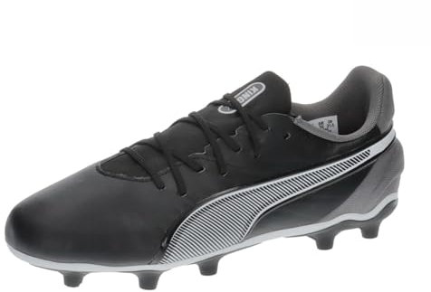 PUMA Unisex Kinder King Match Fg/Ag Jr Soccer Shoe, Puma Black Puma White Cool Dark Gray, 33 EU