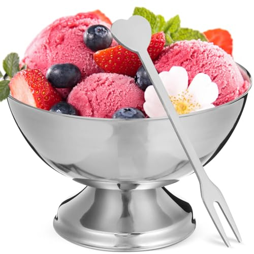 COLLBATH Cuenco De Acero Inoxidable Para Helado Y Postre 3.93 in | Acero inoxidable, superficie lisa, uso para ensaladas y postres, apto para familias, hoteles y restaurantes