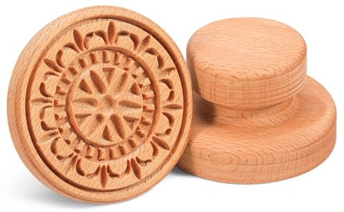 Maveite 2.5 Inch Wood Cookie Stamp - Florence Motif 3D Wooden Baking Mold & Tool