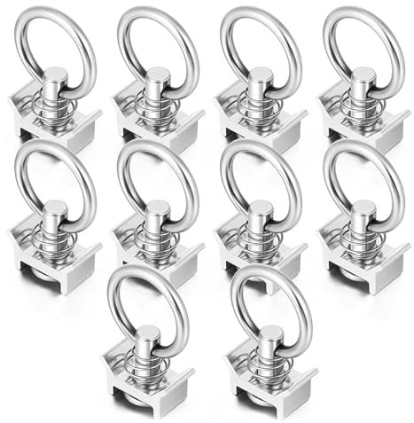 Laroal Lot de 10 anneaux d'arrimage de chargement pour systèmes de rails d'avion Anneaux pour la sécurisation du chargement des camions, des camping-cars et des maisons mobiles