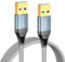Teeaam USB 3.0 Cable 2.5 m Super Speed Cable A Male to A Male USB Connection Cable Compatible with Printers, Modems, Hard Drives, Cameras etc. Grey
