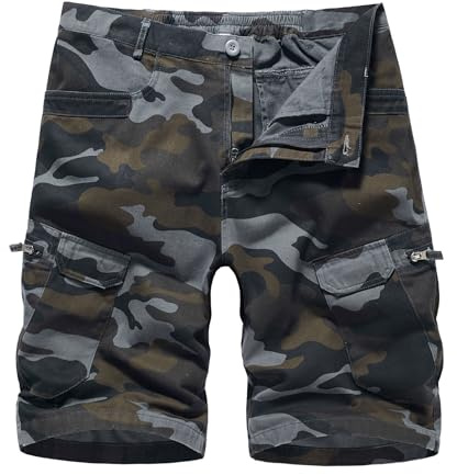 Btmpmcs Pantaloni Corti Uomo Casual Cargo Shorts Pantaloncini Sportivi Estivi Leggeri Traspirante Bermuda Cotone Lavoro Tattici Pantalone Corto con Multi-Tasche Militari Baggy Shorts Escursionismo