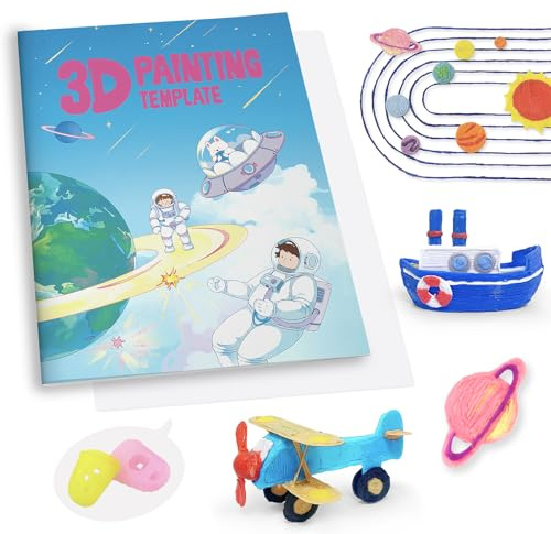 SONGTIY 3D Painting Drawing Book, 40 Patterns Reusable Painting Graffiti Template, Creative Stencil Molds with A PVC Plate for Beginner and Crafter, Christmas Birthday DIY Ideas Gift
