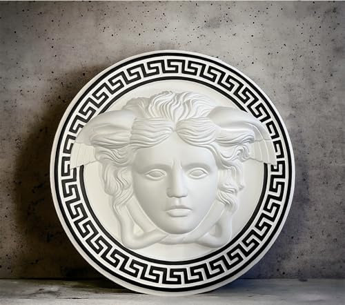 Bavary Handmade Wall Relief Greek Wall Art Antique Medusa Design Handmade 50cm White Black