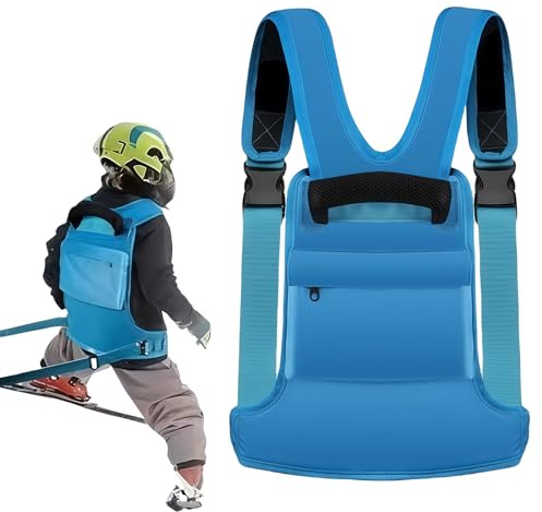GOEDCH Cinturón de entrenamiento de esquí y snowboard para niños: arnés de esquí para niños, con mango de silla de elevación simple de correa de tracción, esquí y snowboard correa de entrenamiento