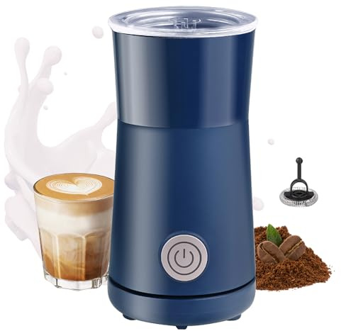 Huogary Milk Forther Simple Milk Frother and Steamer 2-in-1 Milk Steamer with Hot Milk Foam and Hot Milk for Latte, Macchiato, Cappuccinos (Blue)