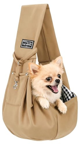 Halinuia Transportín para perros cachorros, reversible, pequeño hasta 7 kg, cómodo, bolsa de transporte para perros, seguro con mosquetón, correa de transporte, bolso bandolera para mascotas, paseos