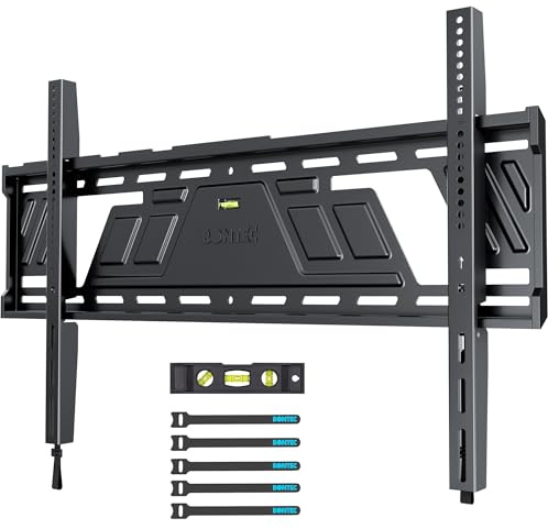 BONTEC Kraftigt TV-väggfäste för 43-100 tums TV-apparater, fast montering, 100 kg | Max VESA 800 x 600 mm, ultratunn 23 mm profil, platta böjda skärmar, vardagsrum, hemmabio, kontor