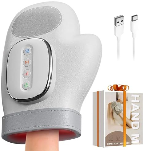 Cordless Electric Hand Massager with Heat Therapy & Compression, 5 Adjustable Levels, 3 Modes for Arthritis, Carpal Tunnel & Hand Fatigue Relief, Portable & Rechargeable for Home & Travel