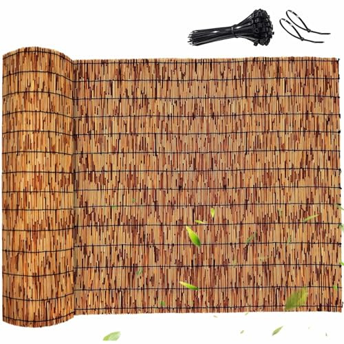 Cerramiento Natural De Cañizo 120X600Cm Rollo De Caña para Terraza Patio O Jardín Pantalla De Privacidad Y Protección Visual Exterior Valla Decorativa Cortavientos para Cerca(Carbonized,120x700cm)