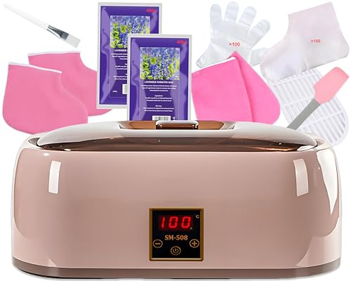 JOJOCOSMO Baño de parafina: baño multifuncional de cera de parafina para manos y pies; incluye 2 × 450 g de cera de parafina para el cuidado profesional de las manos, con pantalla LED