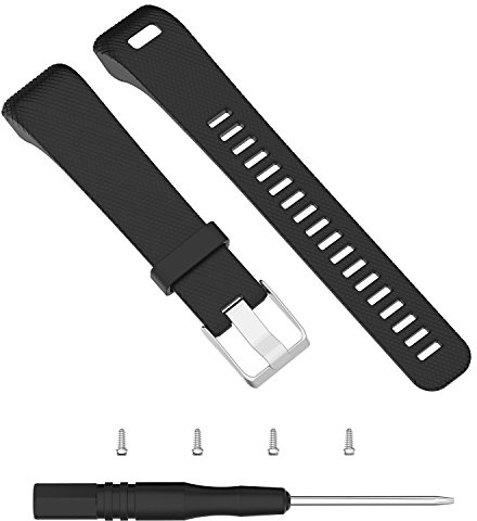 Ruentech braccialetti di silicone elastico morbido bande cinghie di ricambio per Garmin Vivosmart HR + Smartwatch accessori, Black