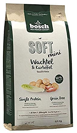bosch HPC SOFT Mini Wachtel & Kartoffel | halbfeuchtes Hundefutter für ausgewachsene Hunde kleiner Rassen | Single Protein | grain-free | 1 x 1 kg