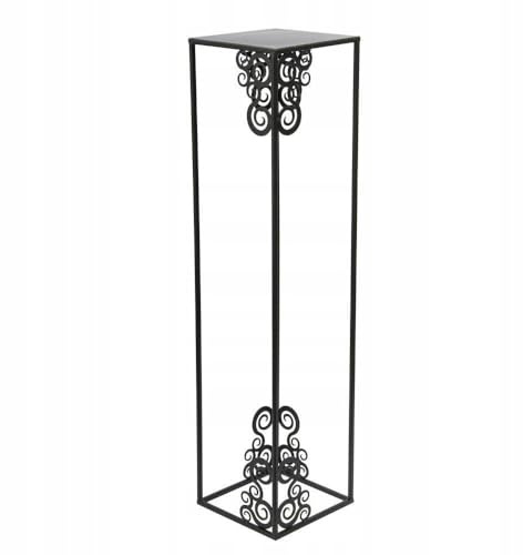 HowHomely Växtpall metallpall växter 80 cm – blompall metall svart vackra ornament – blompelare växtpall hög – växtpall svart