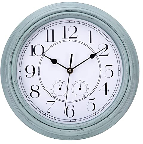 ACCSHINE Wanduhr mit Thermometer und Hygrometer Lautlos Vintage 30cm Römische Ziffer Quarz Groß Batterie Betriebene Einfach zu Lesen für Zimmer Zuhause KüChe Schlafzimmer Büro Schule