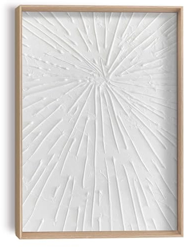 REINDERS Relief Wandbild, Strahlen, Wohnzimmer, Poster, Wanddeko, Room Decor, MDF, Weiß, 40 x 30