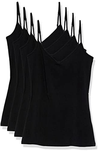 Amazon Essentials Damen Strick-Lagen-Camisole mit V-Ausschnitt in schmaler Passform (erhältlich in Übergrößen), 4er-Pack, Schwarz, XXL