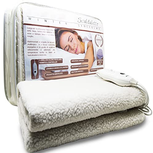 BAKAJI Coperta Elettrica Termica Singola in fibra di Lana con Telecomando a Tre Livelli di Calore Termocoperta Riscaldante Regolabile Scaldaletto Scalda Letto Singolo
