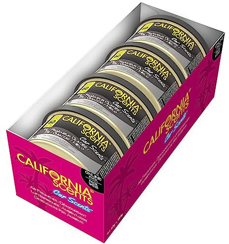 California Scents, Boite de Parfum Voiture, Lot de 4 Désodorisants Voiture Parfum Fraicheur Glacé, Accessoire Voiture Pour Éliminer les Odeurs, Senteur Longue Durée et Ajustable