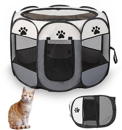 Faltbarer Laufstall für Haustiere,Welpenauslauf Faltbar,Tragbarer Welpenlaufstall Tierlaufstall,Oxford-Gewebe Hundehütte,Dog Pen,Wasserdichter Laufstall,Zelt für Hunde Hasen Meerschweinchen Katzen