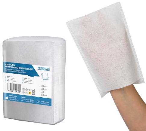 50x ARNOMED® Einmalwaschlappen aus Molton, Einmal Waschhandschuhe für Erwachsene & Babys, Einweg Waschlappen Weich & Sanft, Waschhandschuhe Einweg, Wegwerf Waschlappen, Einweg Lappen