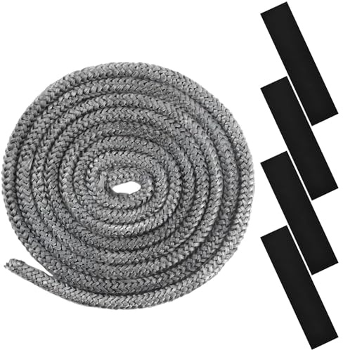 Guarnizione Stufa a Legna, Guarnizione per Porta Stufa, 14mm x 3m, con 4 Pezzi di Nastro per Alte Temperature, Stufa a Legna in Fibra di Vetro, per Stufe, Tubi Di Forni, Porta del Forno, Camino