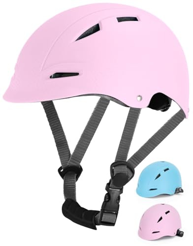 ROXX CRASEN Casque de vélo pour enfants, 260 g, léger, pour faire du vélo de route, de patinage, pour homme et femme, norme US CPSC et EU CE, taille réglable 50 à 59 cm (rose, S/49 à 55 cm)