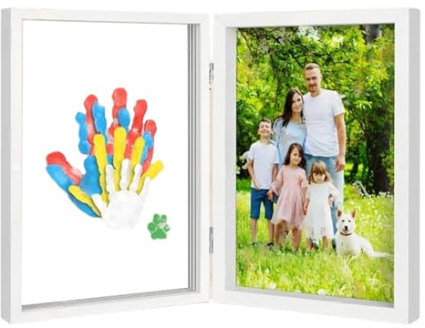 Set di impronte a mano per tutta la famiglia – Cornice con spazio per 4 membri della famiglia – per l'impronta a mano del bambino e come regalo di famiglia unico
