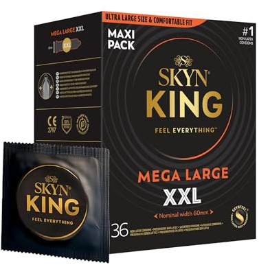 SKYN King XXL Kondome (36 Stück) | Skynfeel Latexfreie für Männer, Extra Groß, XXL Grösse Box, Länger & Breiter, 60mm Breite