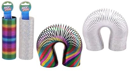 Ferro Stars - Muelle metálico (15 cm, punta espiral arcoíris Spring Toy), espiral de carreras de colores, pluma Slinky, muelle de escalera, juguete antiestrés, 2 surtidos**