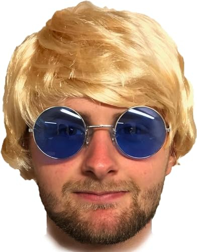 Kurzhaarperücke für erwachsene Männer, Kostüm der 60er, 70er, 80er Jahre, Blond