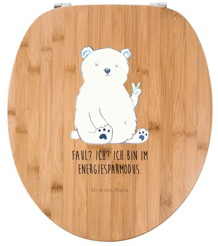 Mr. & Mrs. Panda Motiv WC Sitz Eisbär Faul - Geschenk, Teddybär, Bürojob, Relaxen, Homeoffice, Klobrille, WC-Sitz, Teddy, Arbeitsplatz,