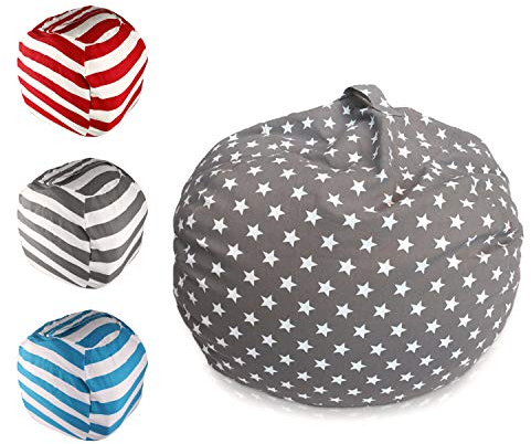 Sacco Portaoggetti Bambini,Borsa Portaoggetti per Giocattoli Peluche,Tela Grande Pouf Sacco per Animali Peluche|Alta Capacità 24Pollici|Risparmiare Spazio|per Giocattoli Vestiti Necessità Quotidiane