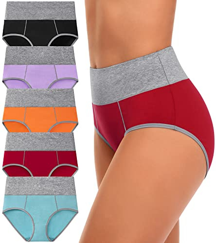 Women's High Waisted Underwear Breathable Cotton Briefs Ladies Panties Pack Regular & Plus Size Pregnancy Underwear C Section Underpants