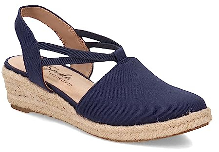 LifeStride Womens Katrina 2 Espadrille Wedge Loafer, Navy, 7.5 Wide US