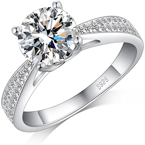 18K vitguldpläterade 925 sterling silver löftesringar för kvinnor, bröllop evighet förlovningsringar för henne, oändlighet årsdag simulerad diamantring set, flickor kvinnor smycken gåvor, Small