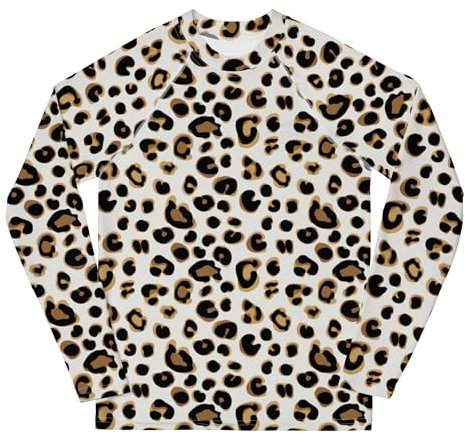 Rashguard Jugend Mädchen, Langarm, Badeshirt, Schwimmshirt, Sonnenschutz, Badebekleidung, Schnelltrocknend, UPF 50+, Rash Top mit Print, Rash Guard Shirt, UV Shutz, Gepard, 134-158 cm (10)