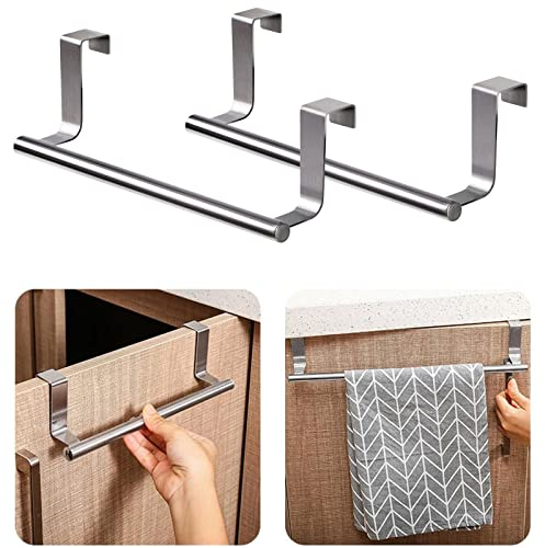 Porte-torchon à Suspendre sur Un Placard Porte Torchon Cuisine sans Percage Accroche Torchon en Métal à Suspendre sur Porte de Tiroir Placard, Accessoire de Cuisine et Salle de Bain, 2 Pieces