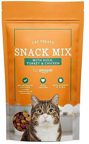 by Amazon - Friandises pour Chats - Mélange de bouchées au Canard, à la Dinde et Poulet, 70 g