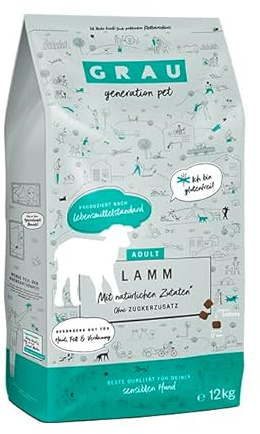 GRAU – das Original – Trockenfutter für Hunde - Lamm, 1er Pack (1 x 12 kg), glutenfrei, für Sensible, Erwachsene Hunde