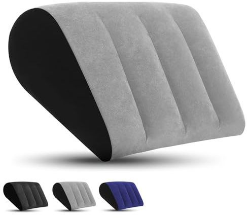 Prosixtoy Portable Wedge Pillow Inflatable Cushion - Body Positioners Lightweight Wedge Pillow for Sleeping, Leg Elevation, Use in Bed, Travel, Camping, Fast Inflating Deflation (Grey) (2grey)