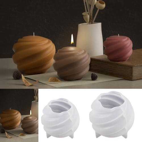 2 Pack Wave Candle Spiral Ball Resin Casting Mold Making Molds Silicone Mold for Candle Home Decorate Candle Making 3D Animal Mold