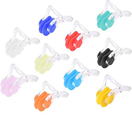Alomejor Clip per Naso da Nuoto da 20 Pezzi per Adulti e Bambini Tappo per Naso Impermeabile in Silicone 10 Colori Mantiene Il Naso Asciutto per Principianti