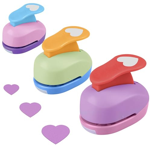 Ezydka Creative Motivstanzer Herz 3 Stück Papierstanzer Stanzer Set, Lochstanzer Papier für Basteln, Scrapbooking, Geschenkanhänger(8mm 15mm 25mm)