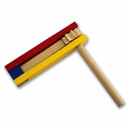 Holzratsche - Fanartikel zum Anfeuern, Lautstarke Unterstützung in Rot, Gelb & Blau
