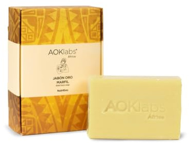 AOKlabs - Jabones Oro Africanos | 100% NATURALES Y ARTESAL | Ultra Nutritivo | HIDRATANTE, REGENERADOR Y ANTIEDAD | Cuidado Corporal, Facial y Capilar |APTO PARA PIEL SECA Y SENSIBLE (Oro Marfil)