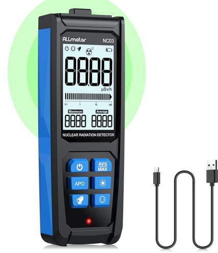ALLmeter Contador Geiger, Contador Geiger portátil Alpha Beta Gamma con pantalla LCD, recargable tipo C