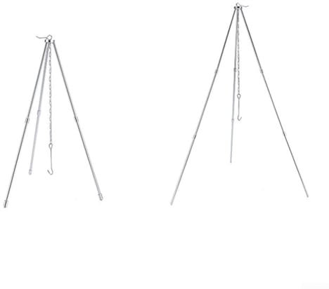 YUANGANG Trípode de camping ajustable de 3 patas para exteriores, trípode para barbacoa, soporte portátil para colgar utensilios de cocina de aluminio, capacidad de carga de 440 g