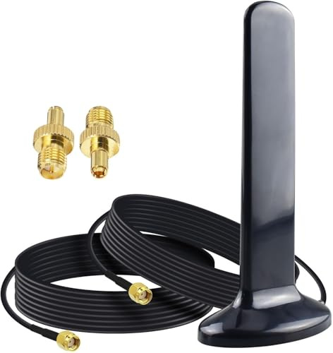 YILIANDUO 4G 5G LTE Antenne WiFi 10dBi 600-6000MHz Haute Gain Câble MIMO Antenne Double RP-SMA Mâle 2M+TS9 Adaptateurs pour Routeur 3G/4G/5G/GSM/GPRS d'intérieur et d'extérieur Iot Gateway Smart Home
