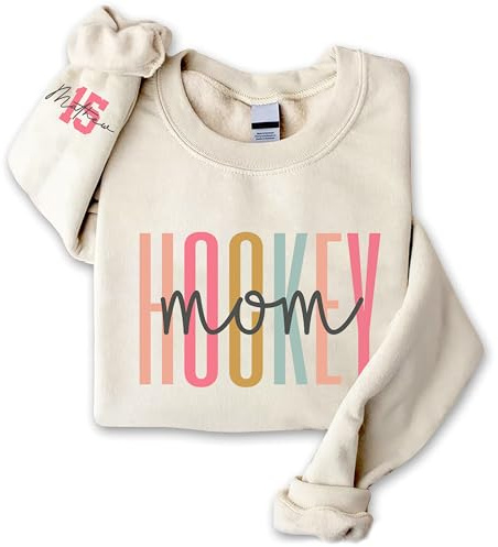 Hockey Mom Sweatshirt, Custom Women's Hockey Mama Shirt & Sweatshirt, Oversized Crewneck Long Sleeve Pullover Tops Cute Hoodie, Game Day Shirt Women, Sport Season Gift